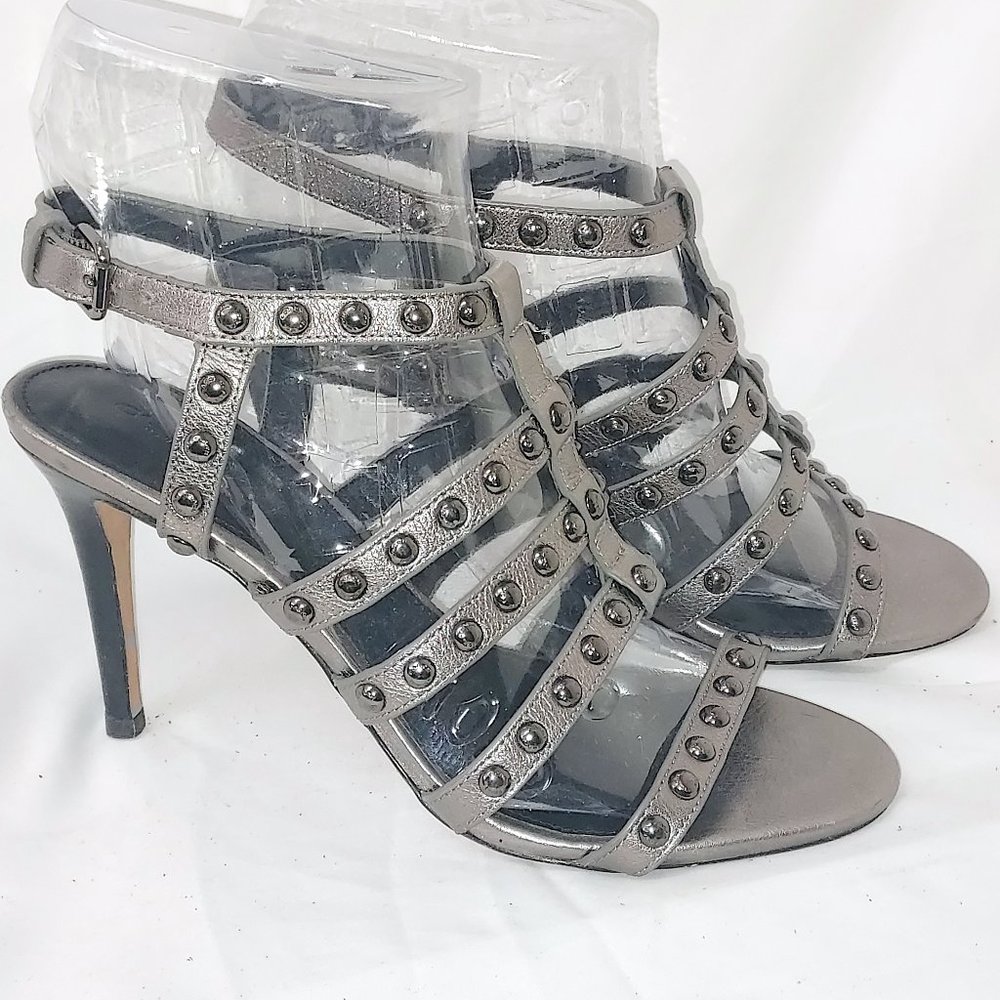 Coach Pewter Studded Gladiator Sandals Size 10
